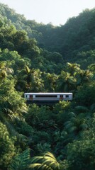 Train in lush forest