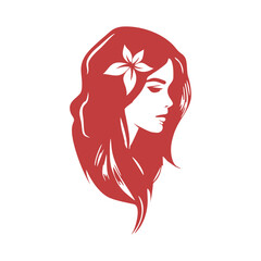 minimalist silhouette logo woman with flower in her hair