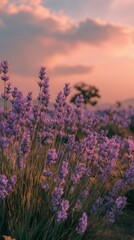Fototapeta premium Lavender field sunset