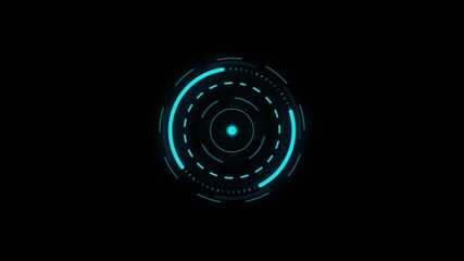 HUD Circle User interface on isolated black background. Target searching scope and scanning element theme. Digital UI and Sci-fi circular. 4K motion graphic footage video - Powered by Adobe