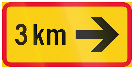 Naklejka premium Additional road sign in Finland - 3 km to the right
