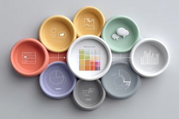 Colorful infographic with circular elements and visual diagrams for data presentation