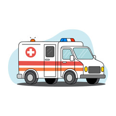 Ambulance vehicle with a flashing emergency light, representing medical services, first aid, and urgent care, a professional vector illustration for healthcare and public service.