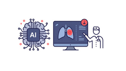Naklejka premium Advanced AI-Powered Lung Cancer Detection: Enhancing Radiology Imaging and Diagnosis Precision