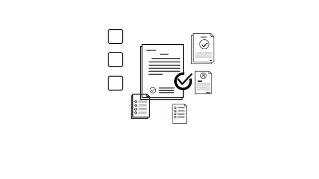 Hand of human checkmark and signing on human working with the sign of the top service animation. Quality assurance with a transparent background
