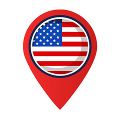 Vector art of american flag in a map pointer, a patriotic symbol for travel, tourism, and national pride in the united states of america