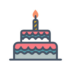 Vector art of elegant twotiered birthday cake with a candle, a delightful treat for celebrations and special occasions, vector art