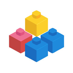 Obraz premium Vector art of isometric view of colorful building blocks, , perfect for representing construction, creativity, and childhood fun