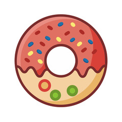Vector art of delicious donut with strawberry icing and colorful sprinkles, a sweet treat for any time of day, perfect for a snack