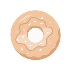 Vector art of a delightful donut with a creamy beige glaze and delicate white sprinkles, , a sweet treat for any occasion