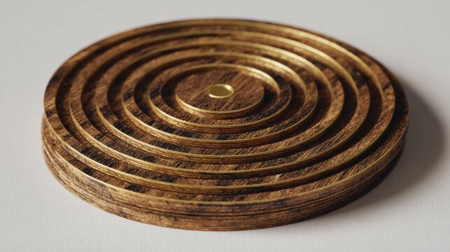 Antique brass concentric circle coin or weight with detailed textured surface - Powered by Adobe