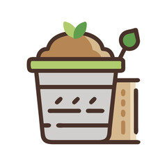 Vector art of a charming icon illustration of a potted plant with fresh green leaves, symbolizing growth, nature, and sustainable living