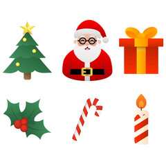 New Year and Christmas set of illustrations. Vector illustration