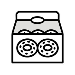 Vector art of box of donuts freshly baked pastry for a quick snack or dessert, perfect for sharing with friends and family