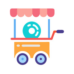 Illustration of a colorful donut cart, perfect for adding a playful touch to any design project or marketing campaign
