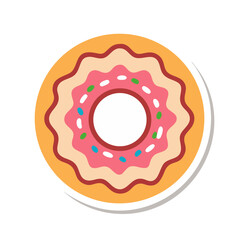 Vector art of delicious donut with pink frosting and colorful sprinkles, a sweet treat for any occasion, perfect for a quick snack