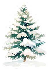 Obraz na płótnie Canvas Snow-covered Christmas tree snow-covered illustration watercolor.