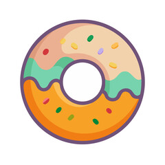 Vector art of delicious donut with vanilla icing and colorful sprinkles, a sweet treat for any time of day, perfect for a snack