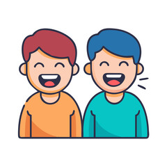 Vector art of two cheerful friends are laughing together, they are enjoying each others company and having a good time together