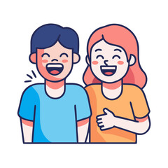 Vector art of a happy couple is laughing together, they are enjoying each others company and having a good time together