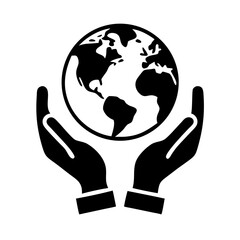 Vector art of hands holding the world concept of environmental protection, care for the planet and sustainable development