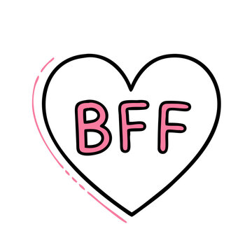 Vector art of pink bff heart, a charming symbol of friendship and love, perfect for expressing affection between best friends