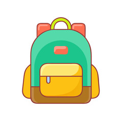 Illustration of a green school backpack, perfect for education, travel, or everyday carry needs in a flat design style
