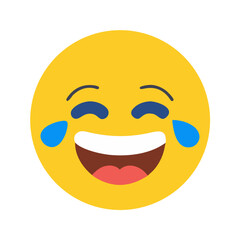 Vector art of laughing emoji with tears, ideal for conveying amusement, humor, and lightheartedness in digital communication and social media