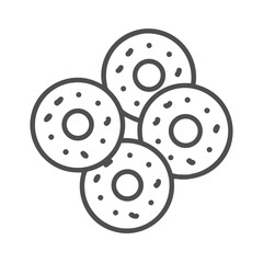 Vector art of four donuts with sprinkles, a delicious and tempting treat for any time of day, perfect for satisfying sweet cravings
