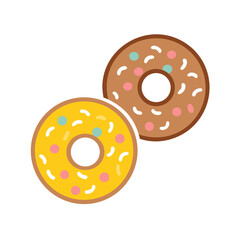 Vector art of two delicious donuts with colorful sprinkles, perfect for a sweet treat or a delightful dessert illustration