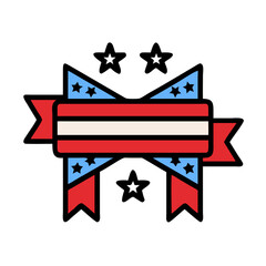 Vector art of american flag ribbon with stars, , representing patriotism and national pride