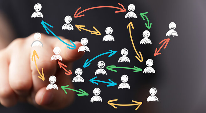 Visual representation of networking, connections and business growth strategy. Ideal for presentations.