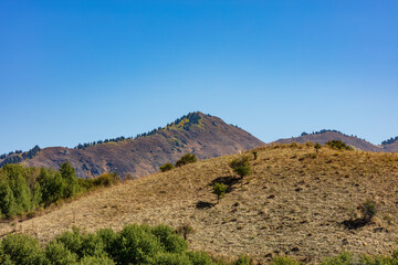mountain landscape with blue sky and clouds