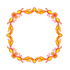 frame with fire and flowers