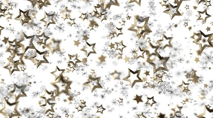 Elegant winter background with gold stars and snowflakes. Perfect for holiday designs.