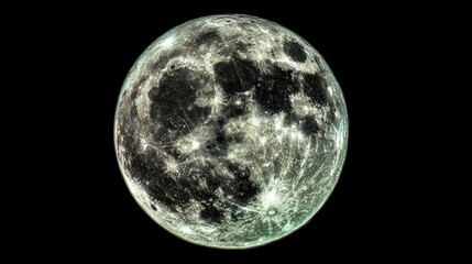 Fototapeta premium crater. The moon's rugged surface shines in stark detail against the vast darkness of space, a celestial marvel. STEM education sheets.