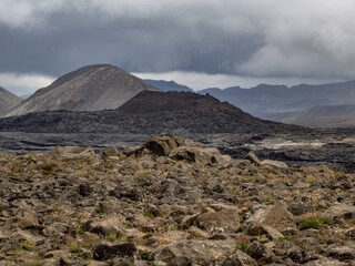 lava fields and volcanism on Reykjanes Peninsula in Iceland