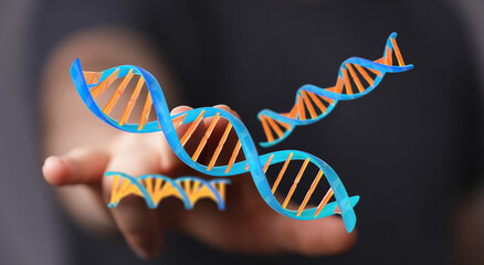 Abstract DNA strands, genetic code, science, research, healthcare, medicine, technology, future, innovation, biology, discovery,  inn