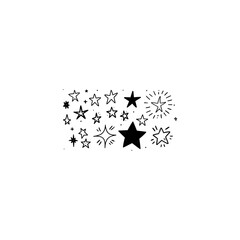 Hand drawn stars set. Doodle star outline illustrations. 