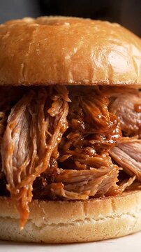Pulled Pork Sandwich Rich Warm Colors Delicious Appetizing Food Photography