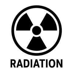 Vector illustration of a radiation symbol with three blades inside a circle and text below