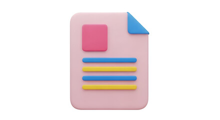 3D Icon of a Document with Text and Image Placeholder