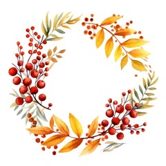Autumn wreath watercolor illustration