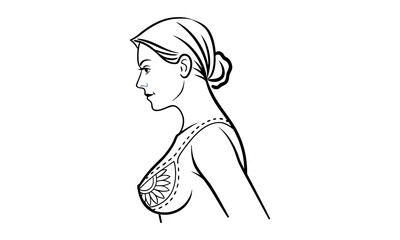 Female breast anatomy structure diagram. Medical science educational illustration