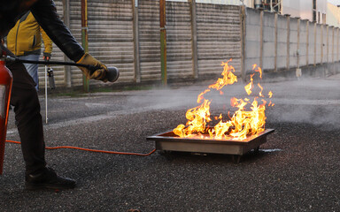 corporate safety - exercise during a firefighting course