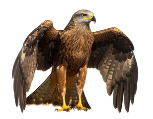 Obraz premium A majestic bird of prey with outstretched wings, showcasing its powerful stature and keen gaze in natural light.