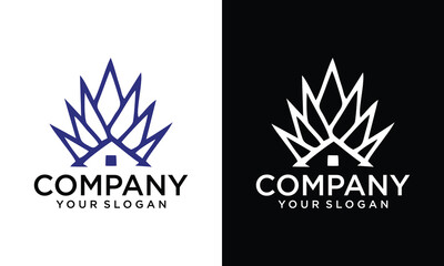 Creative Flower and home logo combination. Nature home logo design