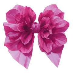 Pink Floral Watercolor Bow on Transparent Background