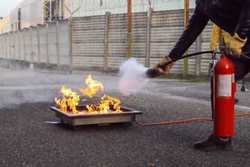 corporate safety - exercise during a firefighting course