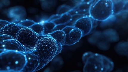 glowing blue cellular network strand